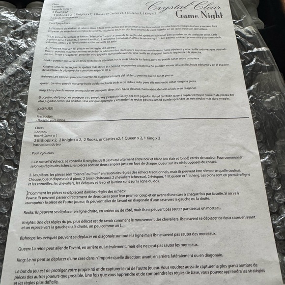 Crystal Clear Chess Game Night in Wood Box - Picture 3 of 11